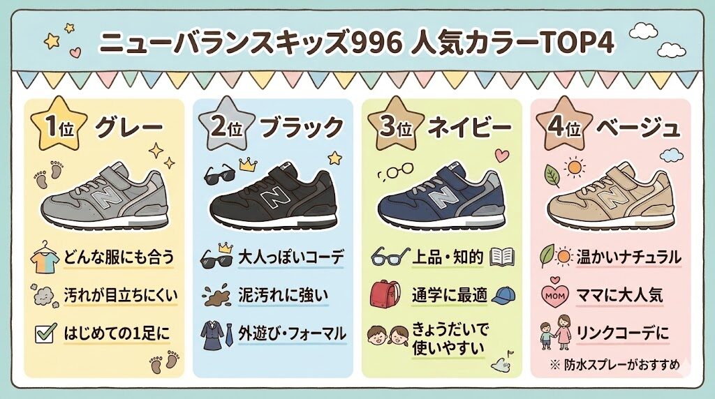 ニューバランスキッズ996の人気色ランキング