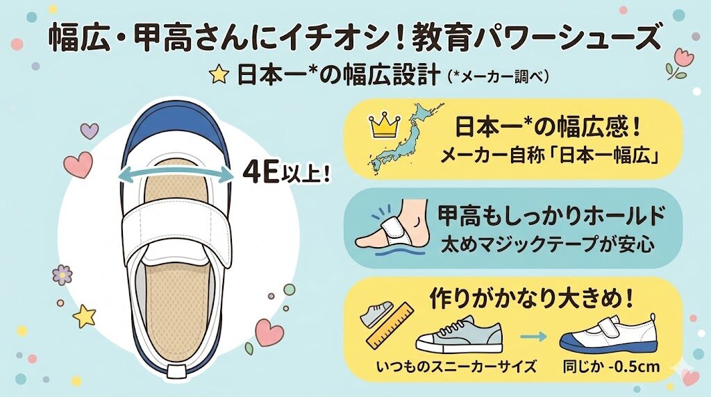 教育パワーシューズ：4E以上ならこれ！日本一幅広な上履き