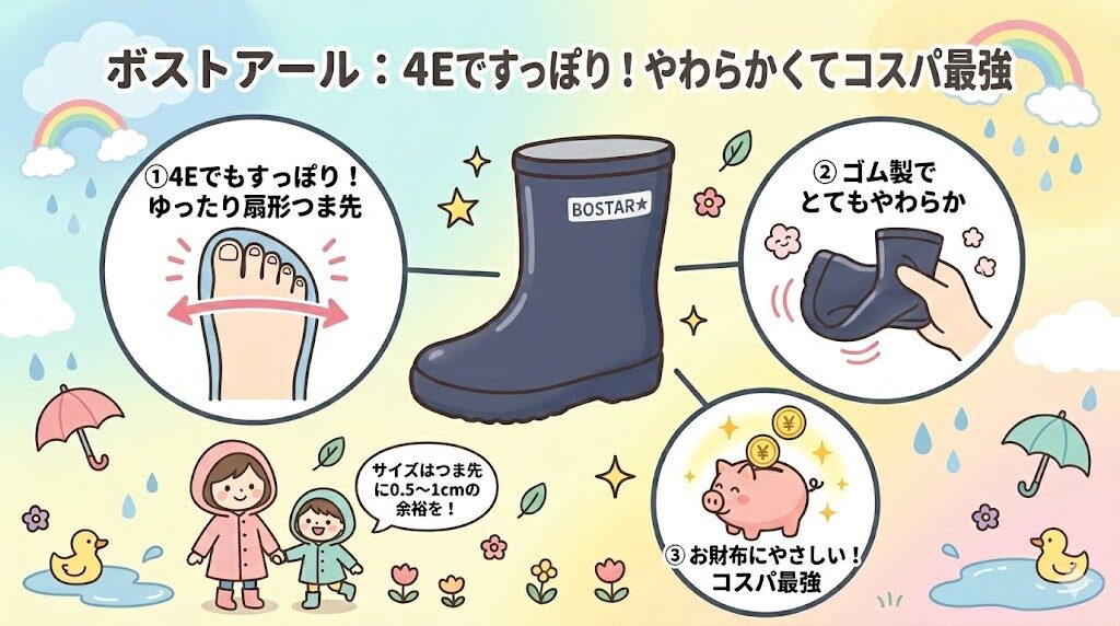 ボストアール：4Eでもすっぽり！やわらかくてコスパ最強