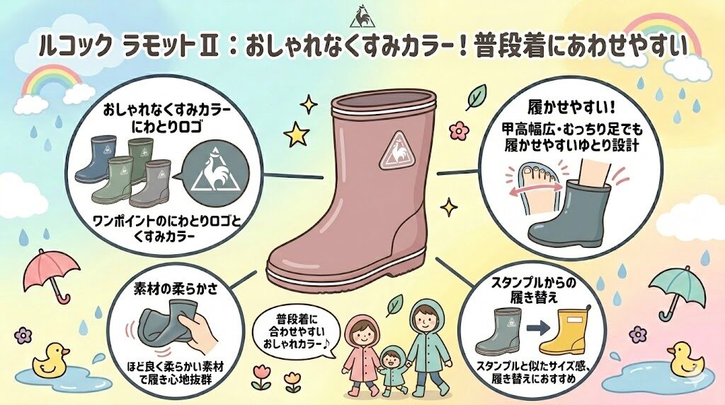 ルコック ラモットⅡ：おしゃれなくすみカラー！普段着にあわせやすい