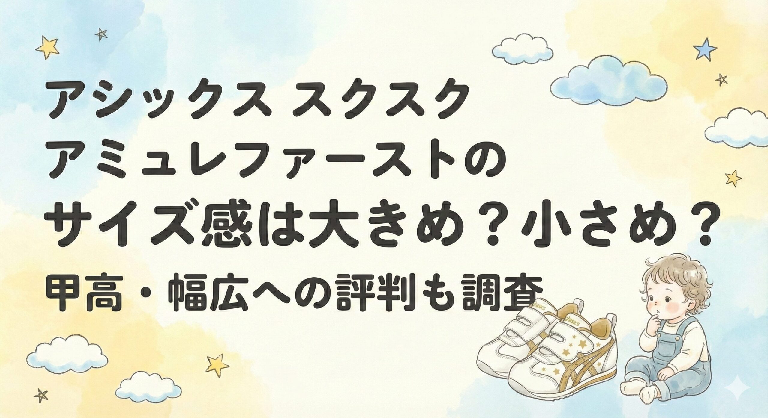 アシックス アミュレファーストのサイズ感は大きめ?小さめ?甲高幅広への評判も調査