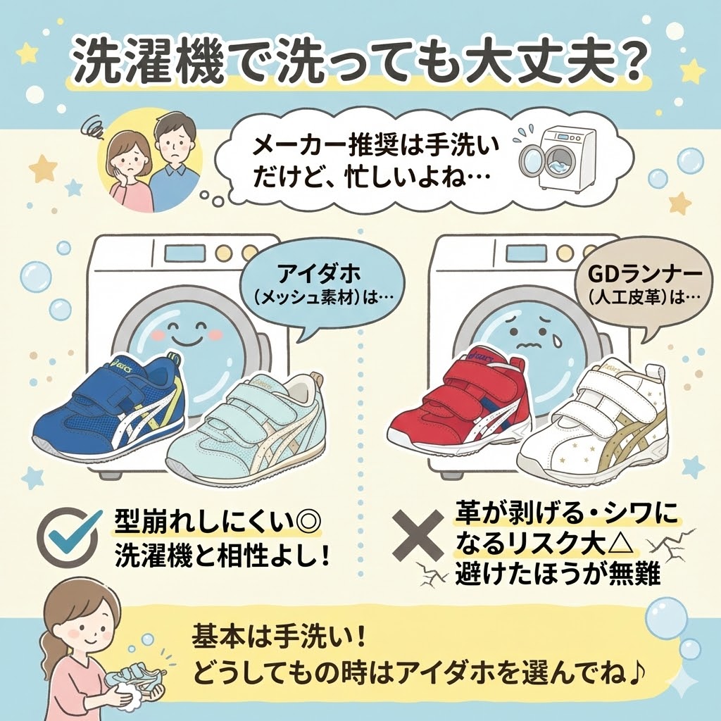 メッシュ素材のアイダホのほうが洗濯機でも型崩れしにくい