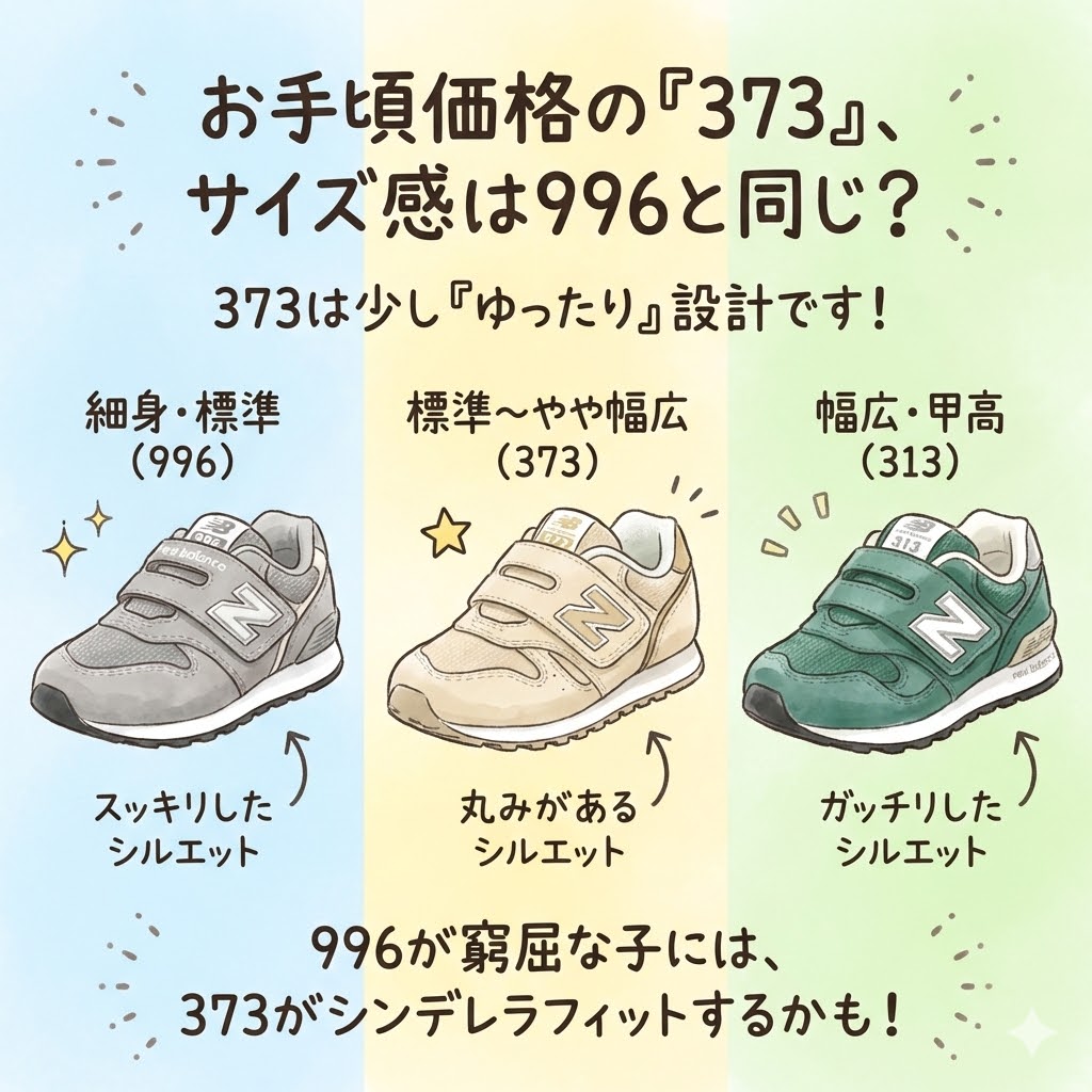 ニューバランス373は996よりもゆったりしたサイズ感