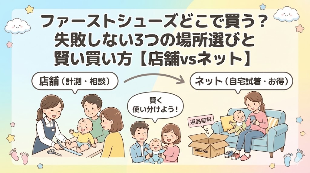 ファーストシューズどこで買う？失敗しない3つの場所選びと賢い買い方【店舗vsネット】