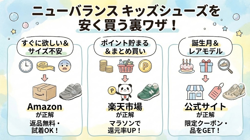 ニューバランスキッズシューズを安く買う方法！最安値と実質価格の裏ワザ【2026】