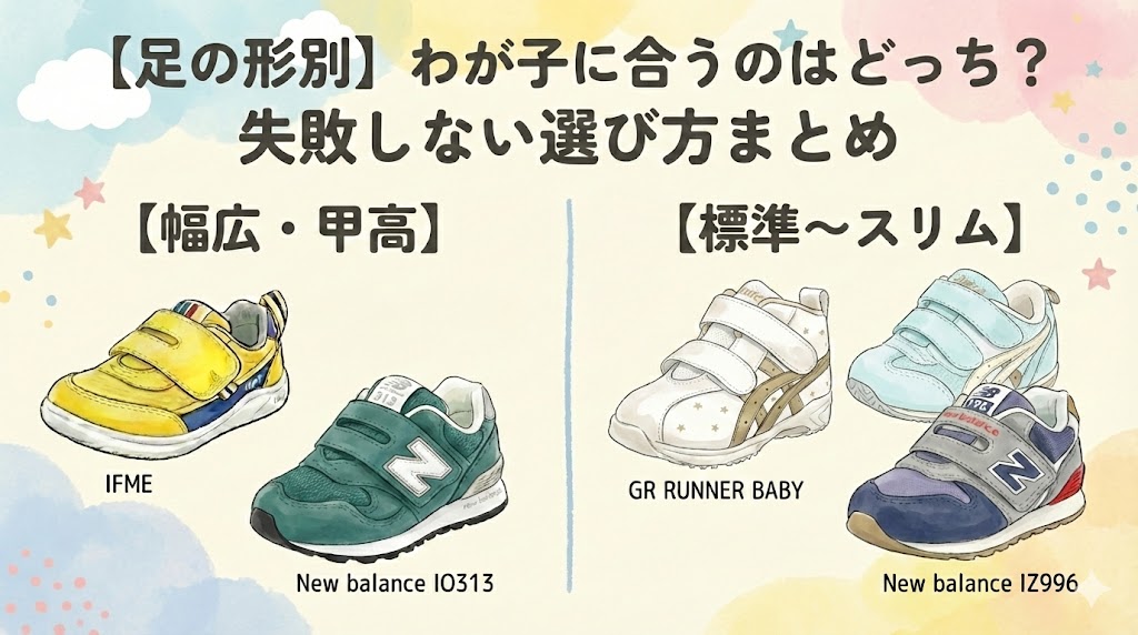 【足の形別】わが子に合うのはどっち？失敗しない選び方まとめ